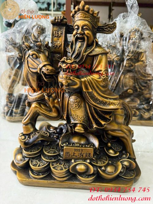 Bộ Tượng Ông Thần Thài - Ông Phát - Ông Thổ Địa Ngồi Bệ Tiền Bằng Đồng