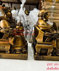 Bộ Tượng Ông Thần Thài - Ông Phát - Ông Thổ Địa Ngồi Bệ Tiền Bằng Đồng