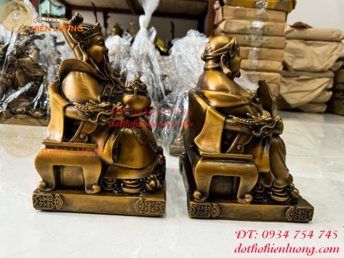 Bộ Tượng Ông Thần Thài - Ông Phát - Ông Thổ Địa Ngồi Bệ Tiền Bằng Đồng