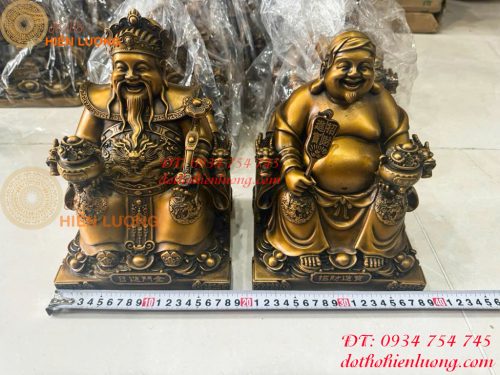 Bộ Tượng Ông Thần Thài - Ông Phát - Ông Thổ Địa Ngồi Bệ Tiền Bằng Đồng