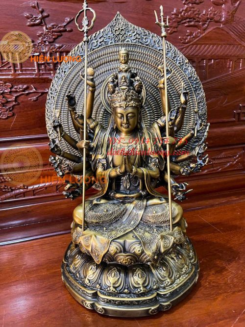 Tượng Thiên Thủ Thiên Nhãn Cao 37cm Bằng Đồng Hun