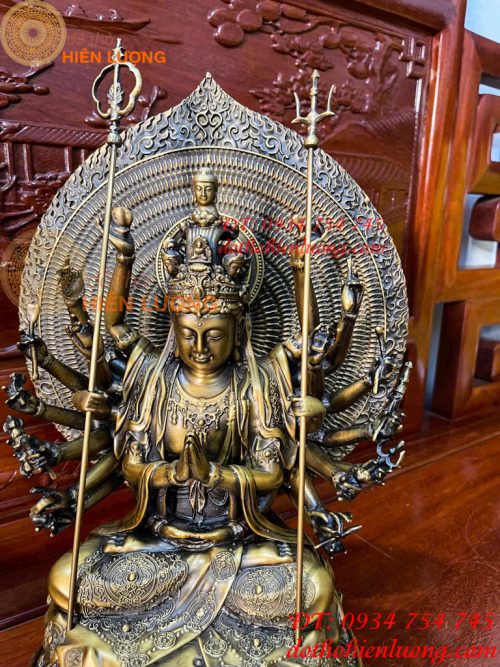Tượng Thiên Thủ Thiên Nhãn Cao 37cm Bằng Đồng Hun
