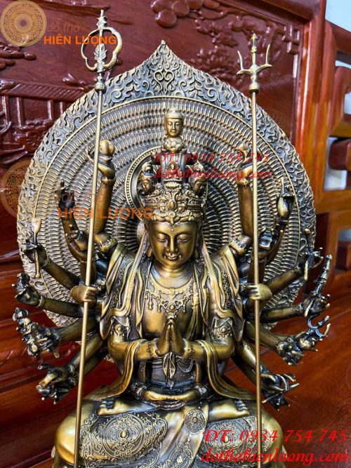 Tượng Thiên Thủ Thiên Nhãn Cao 37cm Bằng Đồng Hun