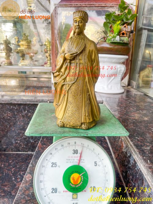 Tượng Khổng Minh Bằng Đồng Cầm Quạt Phong Thủy