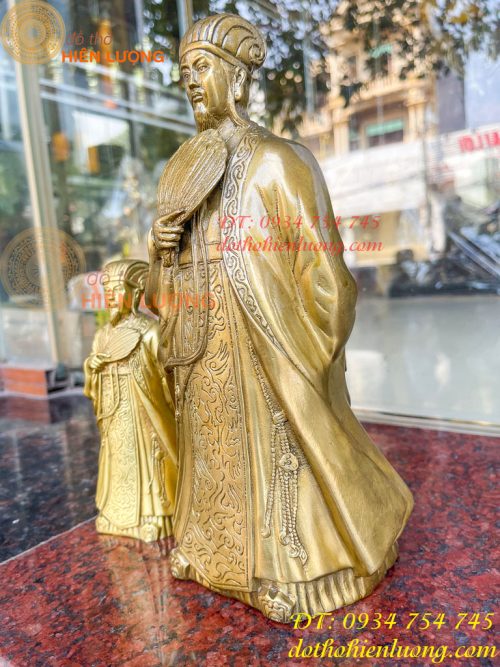 Tượng Khổng Minh Bằng Đồng Cầm Quạt Phong Thủy