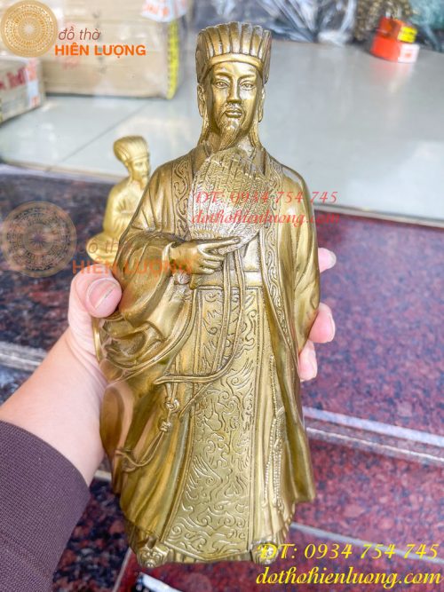 Tượng Khổng Minh Bằng Đồng Cầm Quạt Phong Thủy