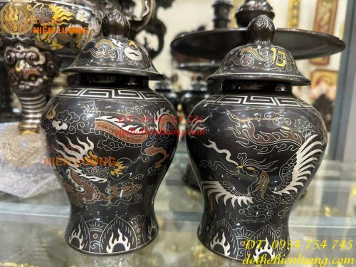 Đôi Chóe Bằng Đồng Khảm Ngũ Sắc Thờ Cúng