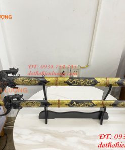 Đôi Kiếm Thờ Bằng Đồng Màu Hun Dài 80cm Kèm Giá Đỡ
