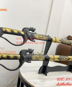 Đôi Kiếm Thờ Bằng Đồng Màu Hun Dài 80cm Kèm Giá Đỡ