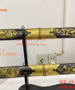 Đôi Kiếm Thờ Bằng Đồng Màu Hun Dài 80cm Kèm Giá Đỡ