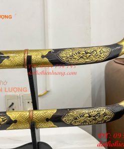 Đôi Kiếm Thờ Bằng Đồng Màu Hun Dài 80cm Kèm Giá Đỡ