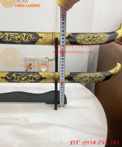 Đôi Kiếm Thờ Bằng Đồng Màu Hun Dài 80cm Kèm Giá Đỡ