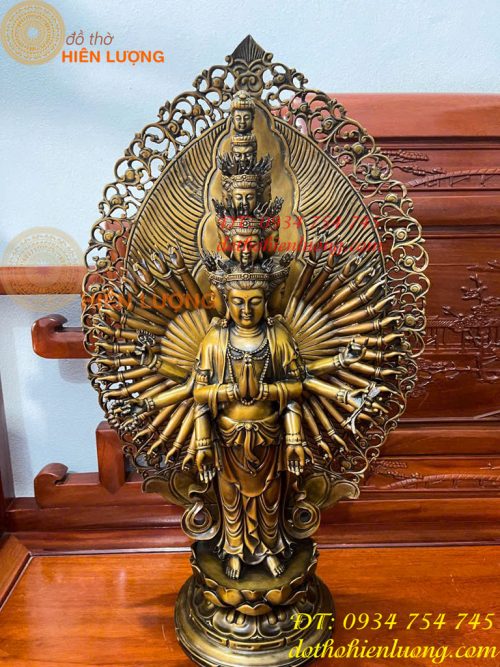 Tượng Thiên Thủ Thiên Nhãn Đứng Cao 70cm Bằng Đồng