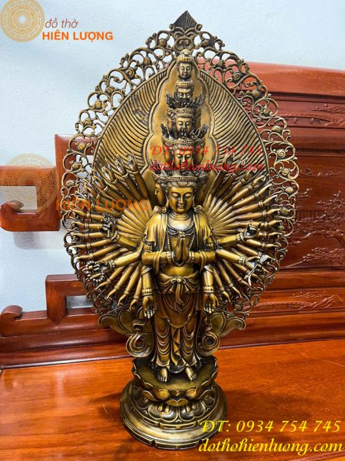 Tượng Thiên Thủ Thiên Nhãn Đứng Cao 70cm Bằng Đồng