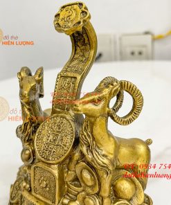 Cặp Dê Đứng Gậy Như Ý Bằng Đồng Cao 14cm