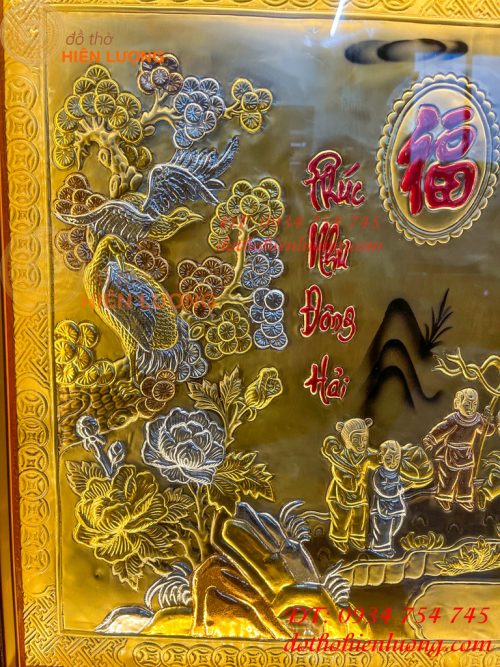 Tranh Mừng Thọ Bà 74x114cm Bằng Đồng Liền Tấm Tam Khí