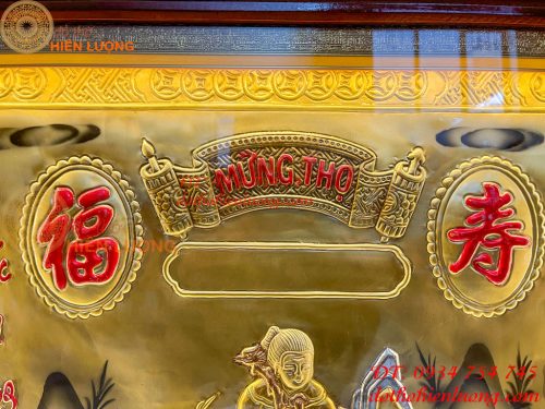 Tranh Mừng Thọ Bà 74x114cm Bằng Đồng Liền Tấm Tam Khí