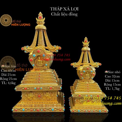 Bảo Tháp Xá Lợi Bằng Đồng Vàng 2 Cỡ