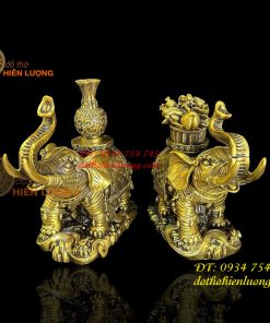 Đôi Tượng Voi Tài Lộc May Mắn Bằng Đồng Phong Thủy