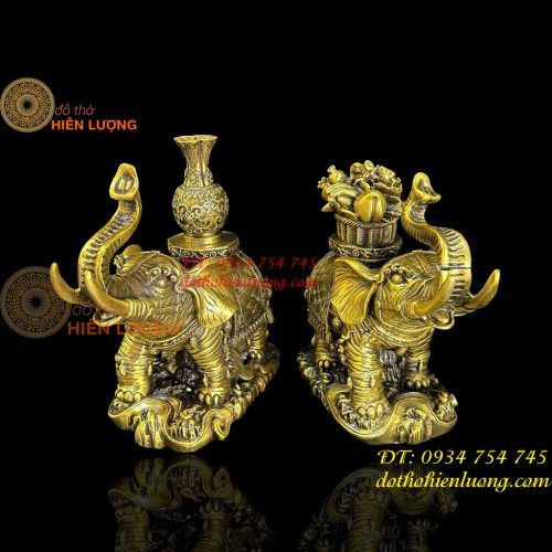 Đôi Tượng Voi Tài Lộc May Mắn Bằng Đồng Phong Thủy