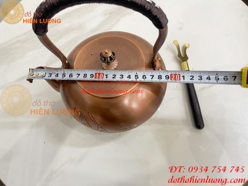 Ấm Trà Bằng Đồng Đỏ Thủ Công Cao 22cm