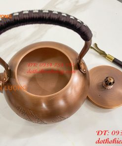 Ấm Trà Bằng Đồng Đỏ Thủ Công Cao 22cm