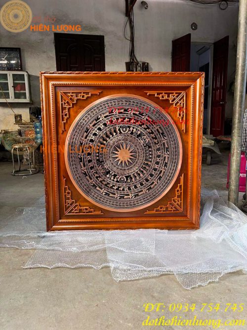 Tranh Trống Đồng Đúc Nổi Khung Gỗ Hương