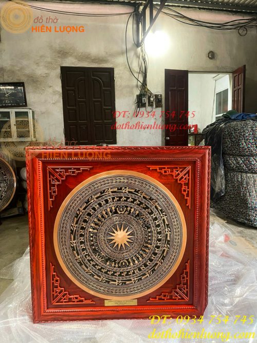 Tranh Trống Đồng Đúc Nổi Khung Gỗ Hương