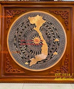 Tranh Trống Đồng Đúc Nổi Khung Gỗ Hương