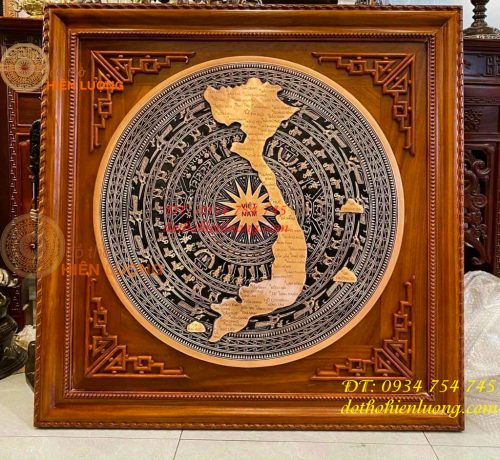 Tranh Trống Đồng Đúc Nổi Khung Gỗ Hương