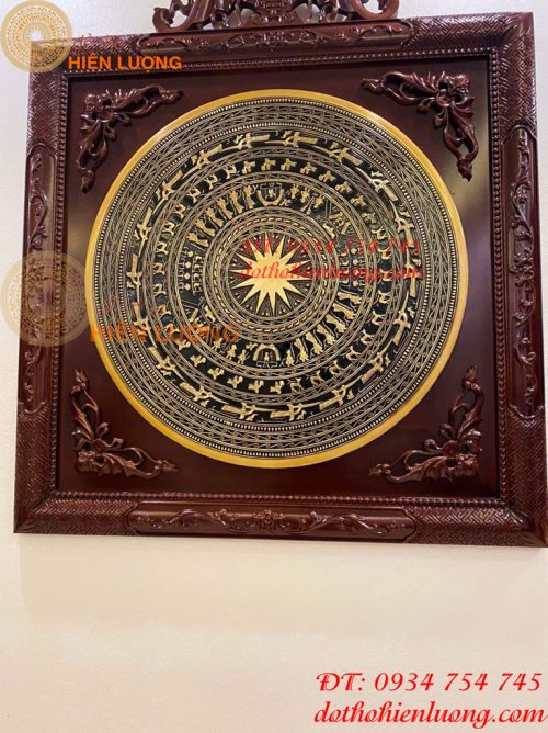 Tranh Trống Đồng Đúc Nổi Khung Gỗ Hương