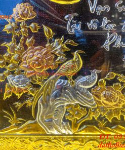 Tranh Chữ Phúc Bằng Đồng 60x90cm Dát Tam Khí Có Đèn Led