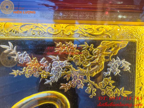 Tranh Chữ Phúc Bằng Đồng 60x90cm Dát Tam Khí Có Đèn Led