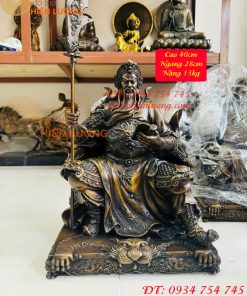 Tượng Quan Vân Trường Bằng Đồng Cao 40cm Ngồi Đọc Sách