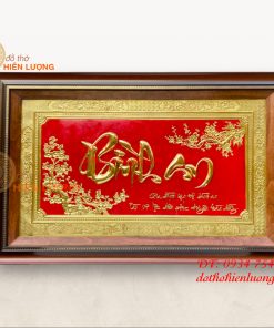 Tranh Bình An Bằng Đồng Dát Vàng 50x80cm
