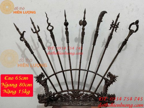 Bộ Bát Bửu Chấp Kích Cửu Long Bằng Đồng Đúc Cao 65cm