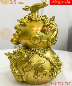 Hồ Lô Rồng Nổi Chữ Phúc Bằng Đồng Cao 18cm