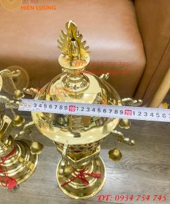 Đôi Đèn Thần Bằng Đồng Vàng Thờ Cúng Cao 60cm