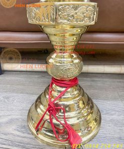 Đôi Đèn Thần Bằng Đồng Vàng Thờ Cúng Cao 60cm