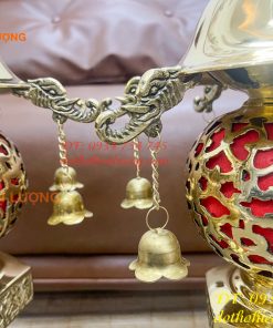 Đôi Đèn Thần Bằng Đồng Vàng Thờ Cúng Cao 60cm