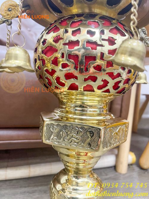 Đôi Đèn Thần Bằng Đồng Vàng Thờ Cúng Cao 60cm