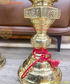 Đôi Đèn Thần Bằng Đồng Vàng Thờ Cúng Cao 60cm