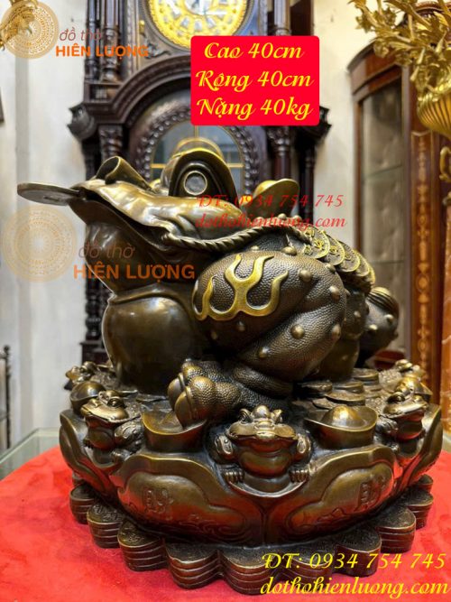 Tượng Cóc Thiềm Thừ Bằng Đồng Hun Cỡ Đại Cao 40cm