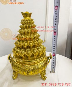 Bát Tụ Bảo Núi Vàng Bằng Đồng Cao 30cm Phong Thủy