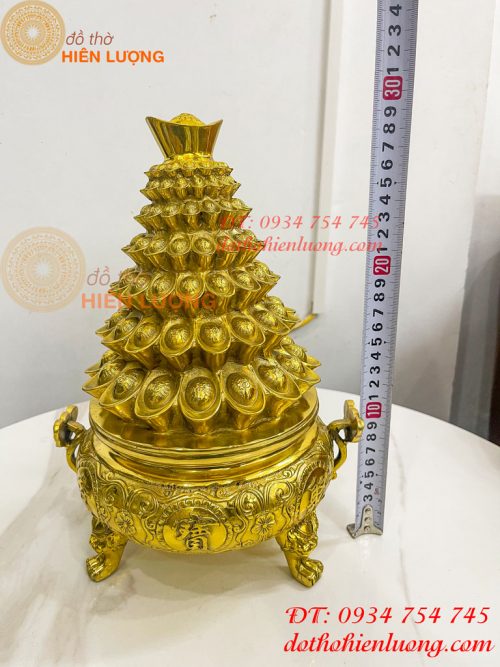 Bát Tụ Bảo Núi Vàng Bằng Đồng Cao 30cm Phong Thủy