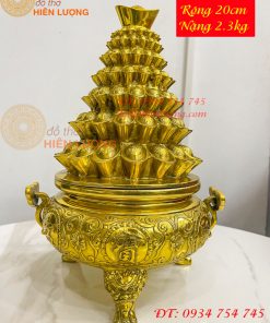 Bát Tụ Bảo Núi Vàng Bằng Đồng Cao 30cm Phong Thủy