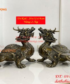 Đôi Long Quy Bát Quái Bằng Đồng Hun Phong Thủy