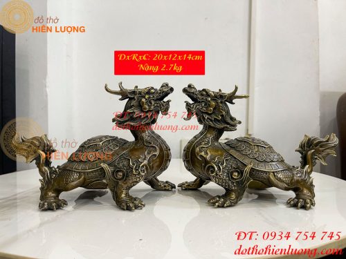 Đôi Long Quy Bát Quái Bằng Đồng Hun Phong Thủy