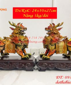Đôi Tượng Hỏa Kỳ Lân Bằng Đồng Decor Vẽ Màu