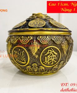 Bát Tụ Bảo Nắp Tiền Bằng Đồng Phong Thủy